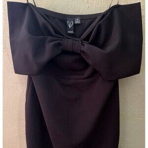 Windsor Black Stretch Mini Bodycon Dress With Large Bow Sz M NWT